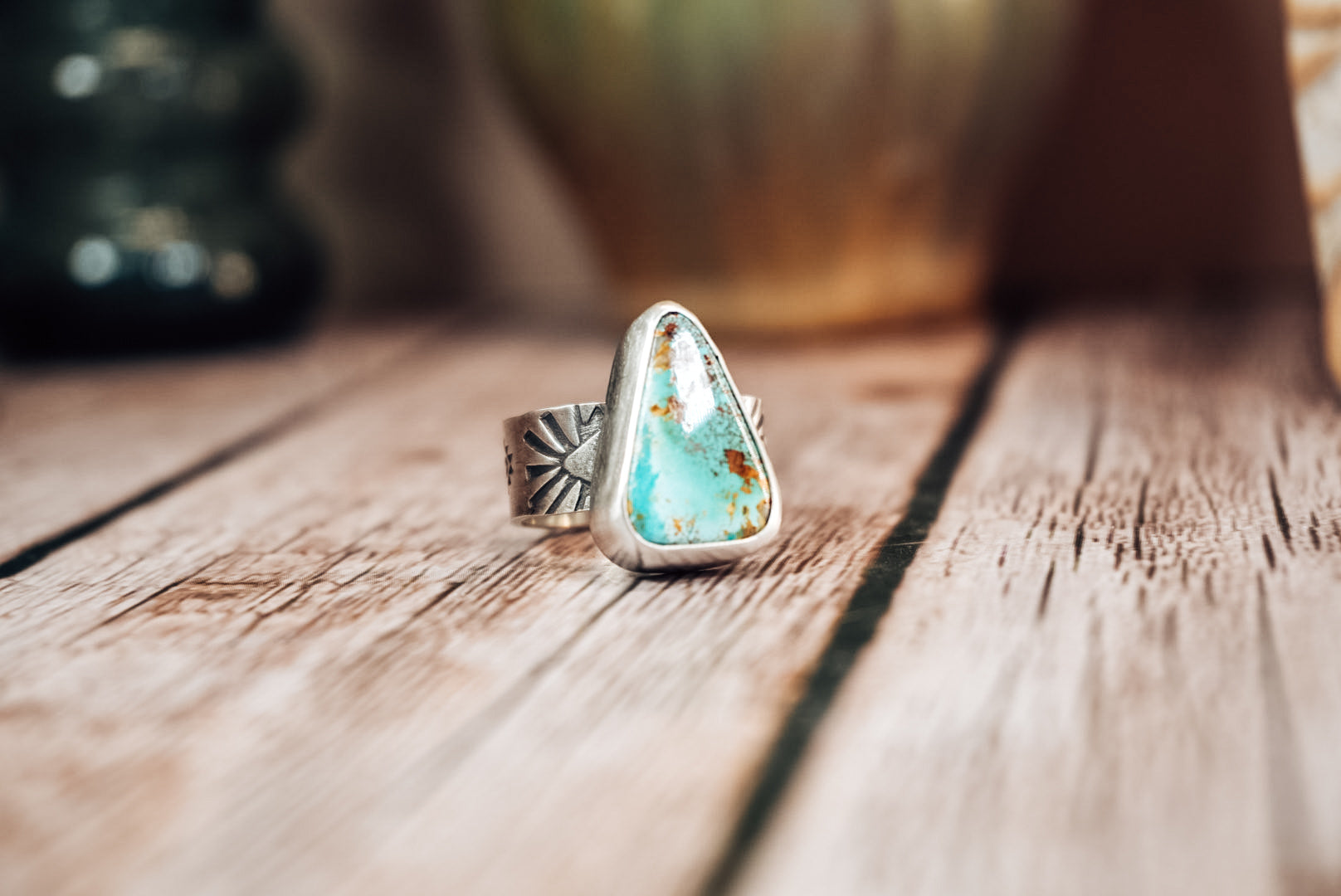 Handmade Sterling Silver Royston Turquoise Ring | Live Designed Statement Ring | Size 7.5