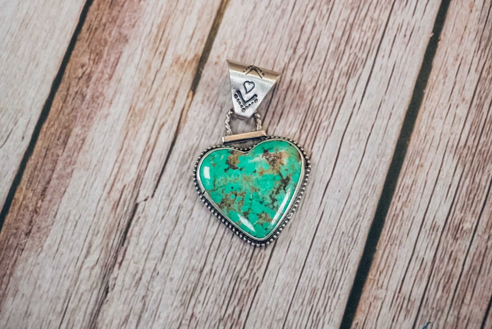 Handmade Sterling Silver Pilot Mountain Turquoise Heart Pendant | Western Turquoise Pendant