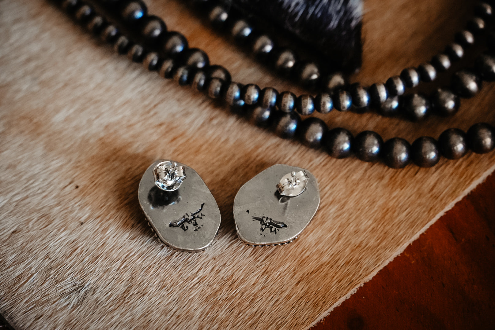 Handmade Sterling Silver Copper Spiny Oyster Earrings | Western Statement Stud Earrings