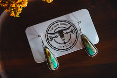 Handmade Sterling Silver Royston Turquoise Earrings | Western Statement Dangle Earrings