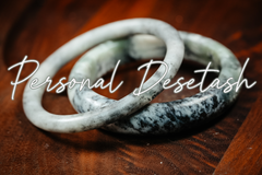 Personal "Destash" Collection | White, Green & Black Stone Bangles | Set of 2 | Jade Unverified