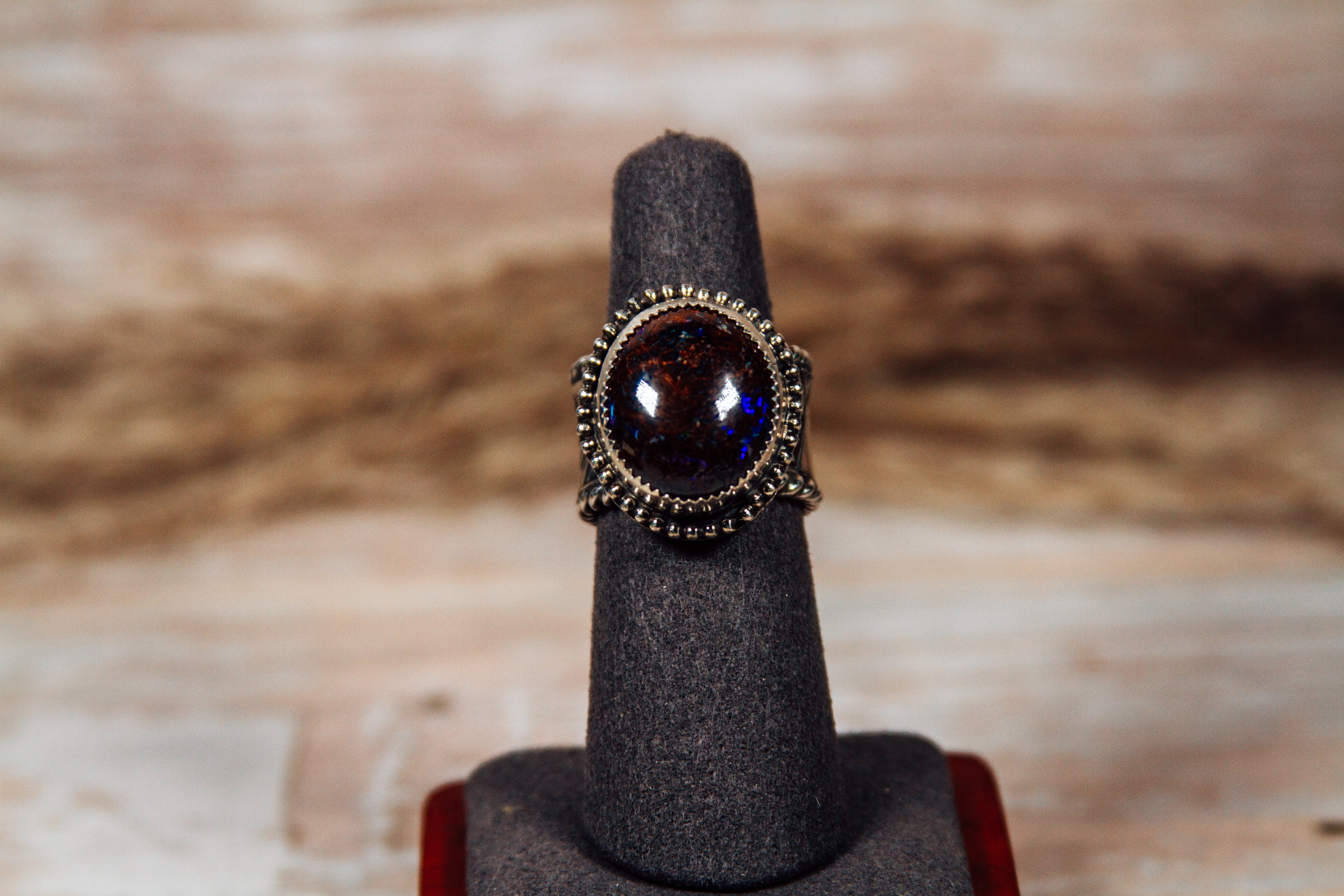 Australian Boulder Opal Sterling Silver Ring size 6.5