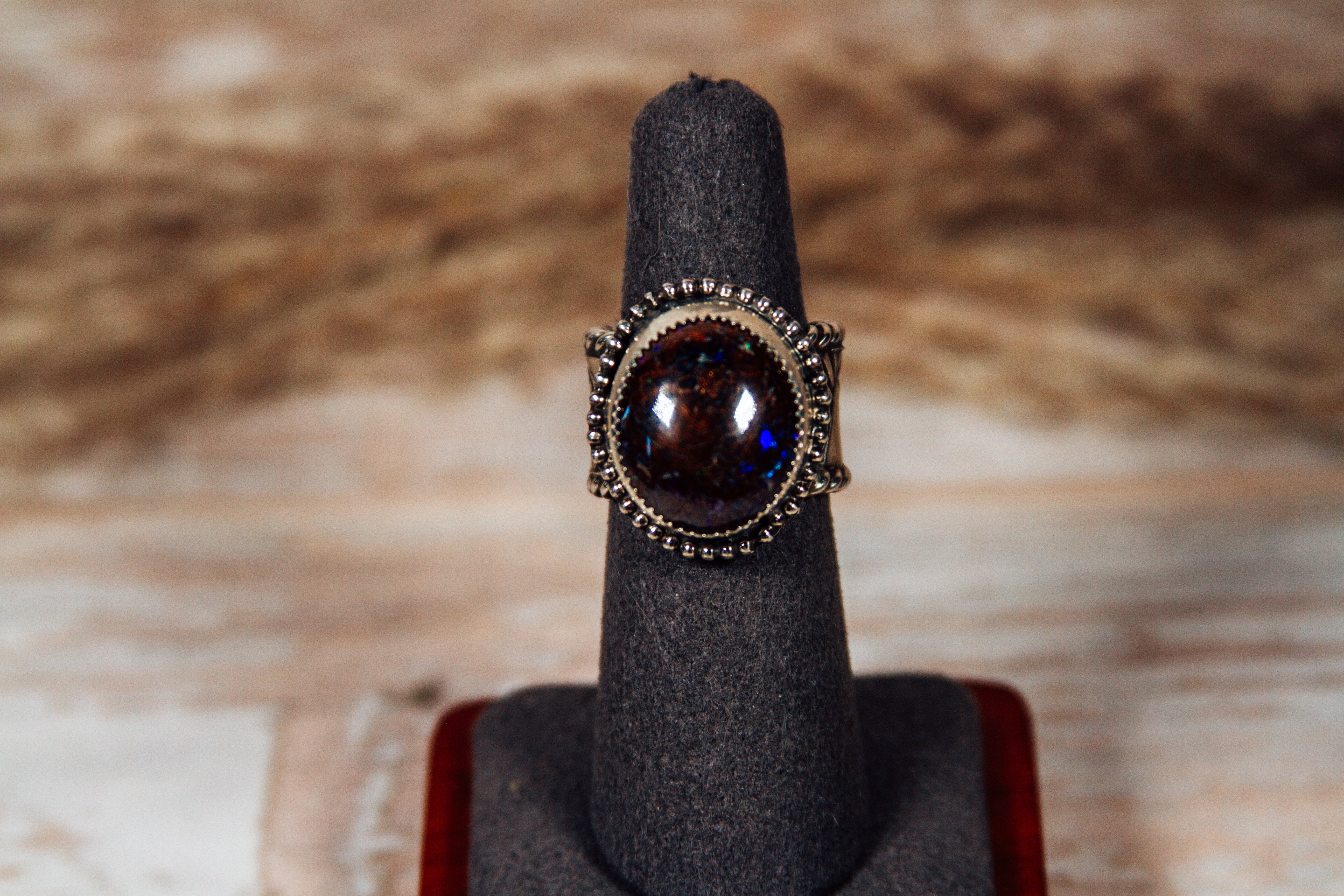 Australian Boulder Opal Sterling Silver Ring size 6.5