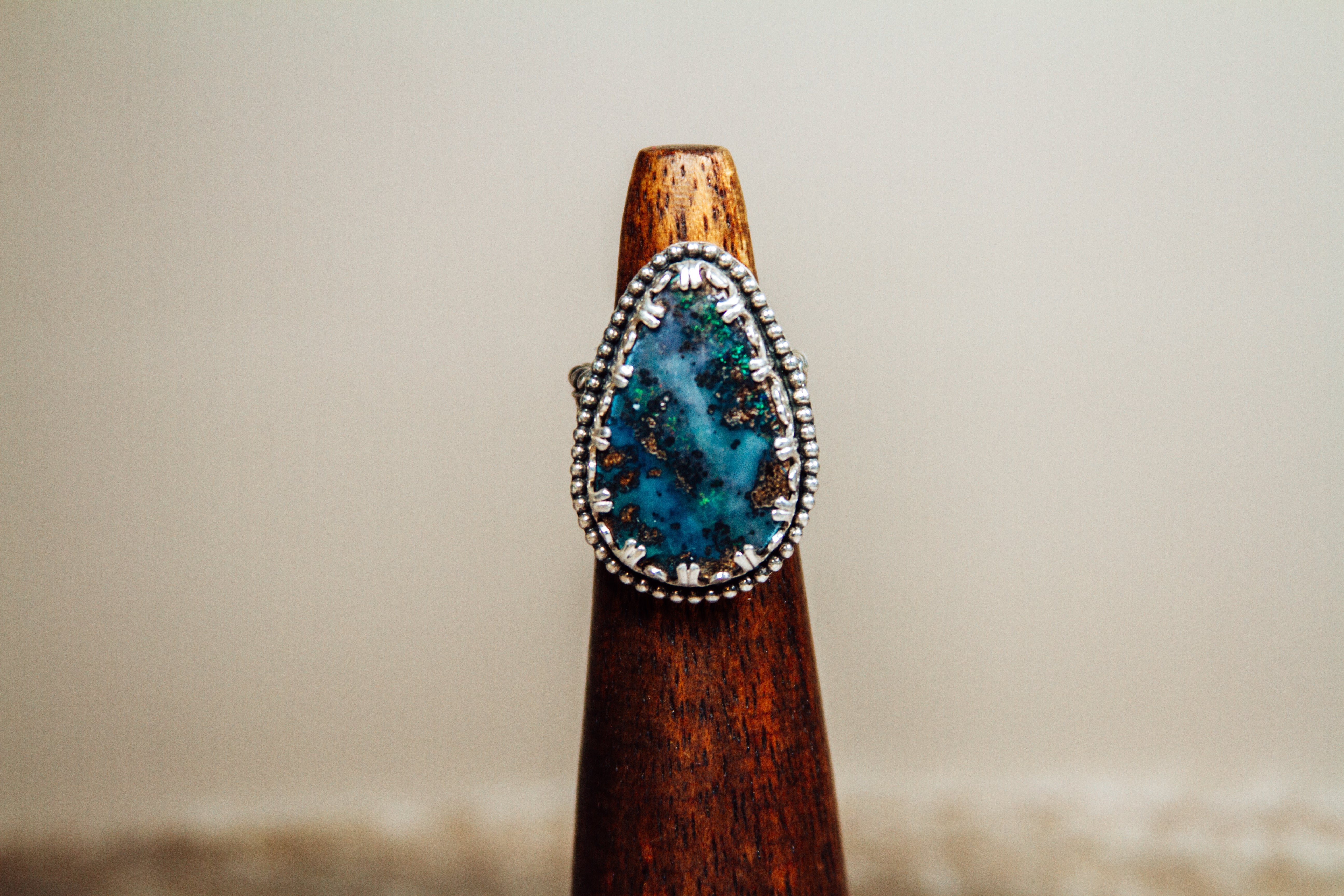 Handmade Sterling Silver Ring Australian Opal Size 5.5