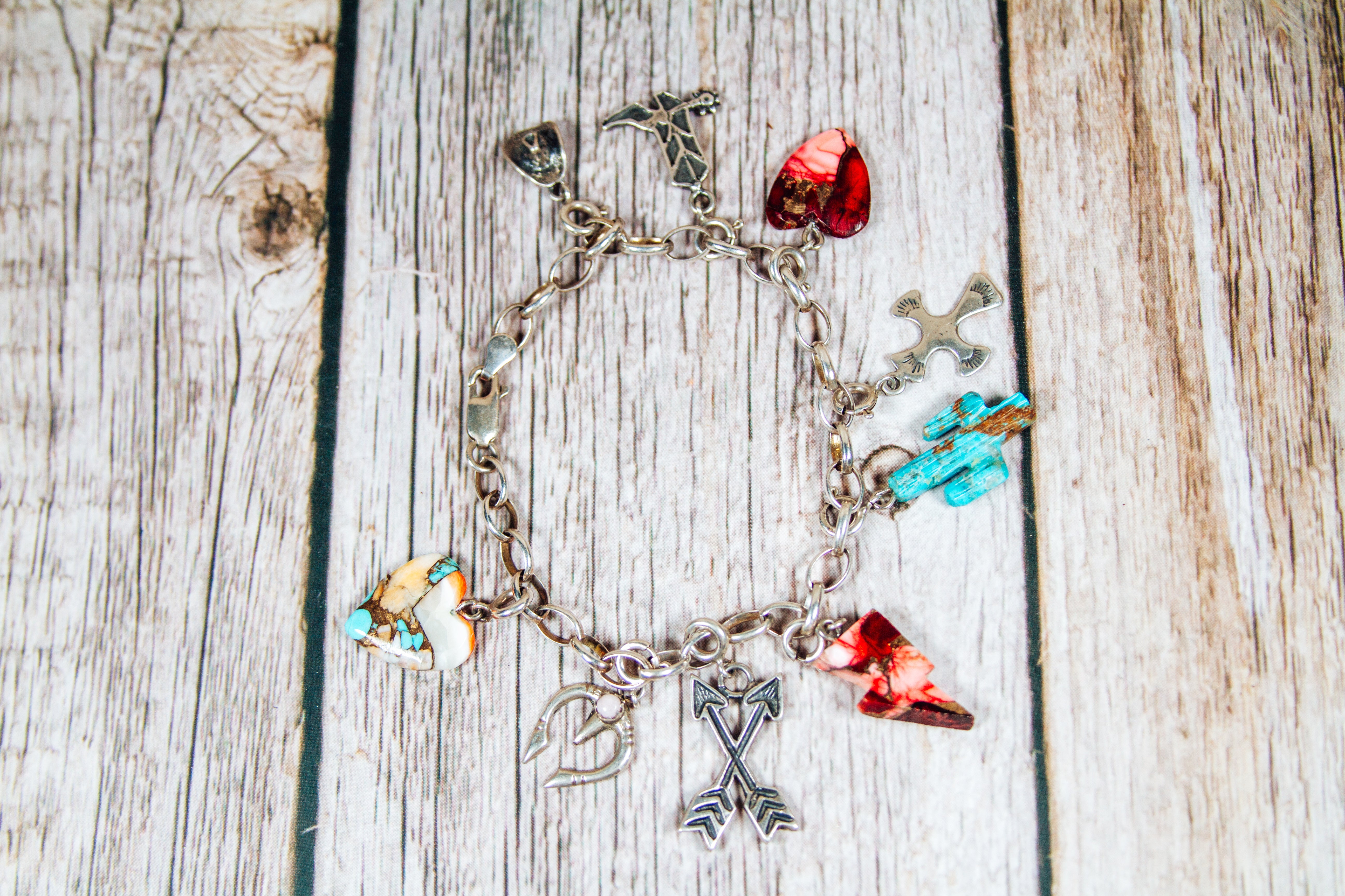 Personal "Destash" Collection: Navajo Sterling Silver Charm Bracelet 5.75"
