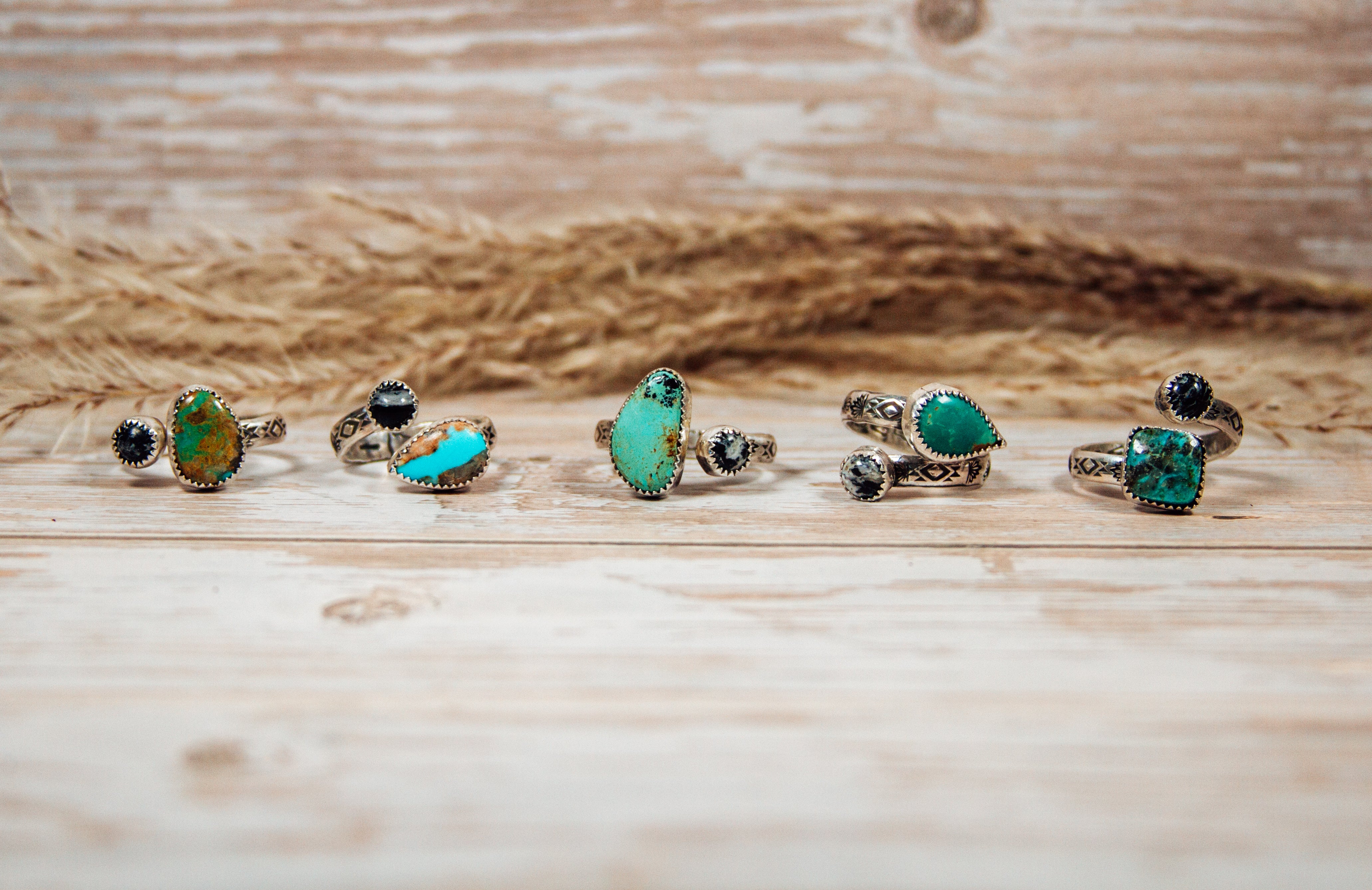 Bypass - Adjustable Turquoise with White Buffalo Sterling Silver Ring