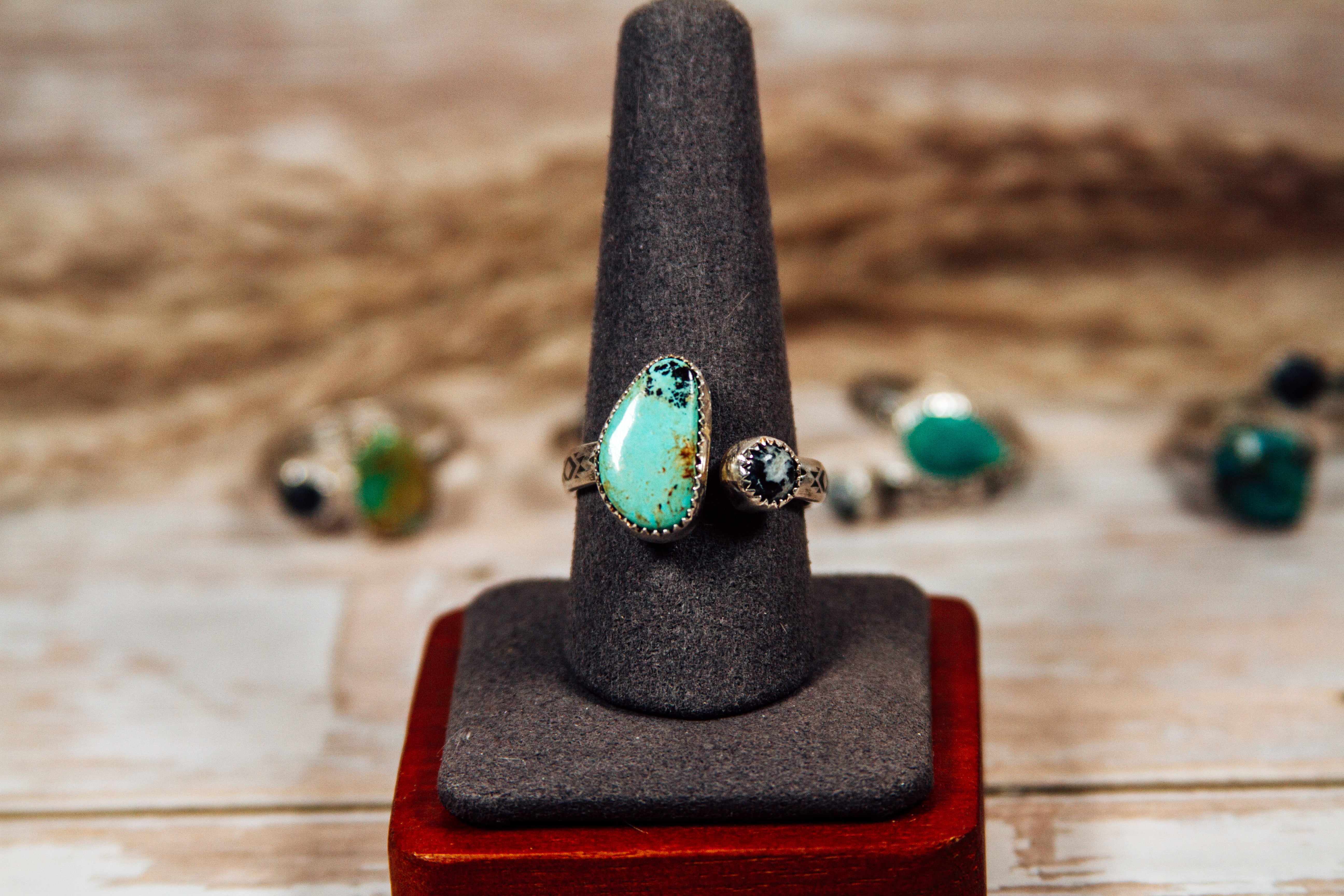 Bypass - Adjustable Turquoise with White Buffalo Sterling Silver Ring