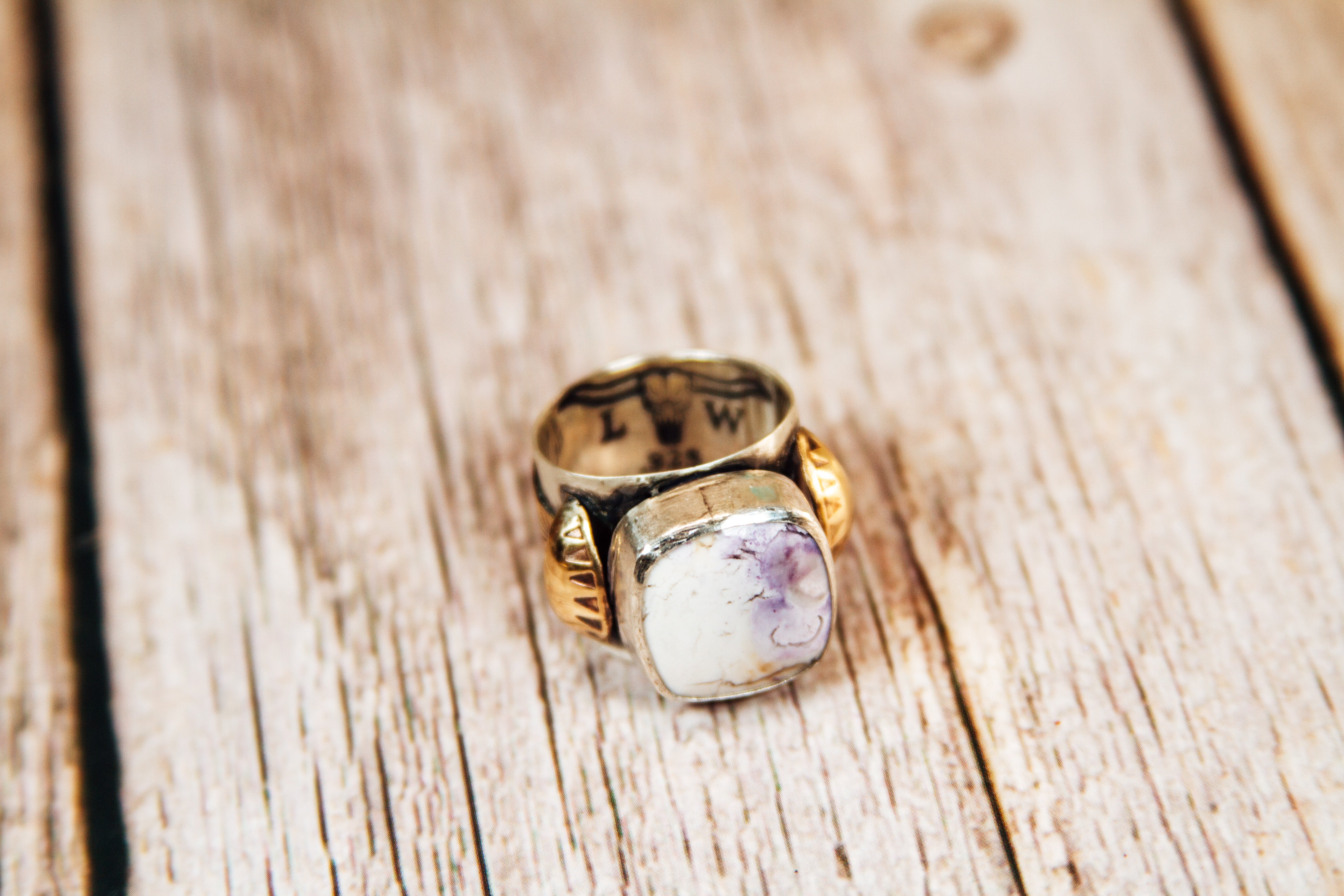 Handmade Sterling Silver & Jeweler’s Gold Ring | Tiffany Stone Statement Ring | Size 7