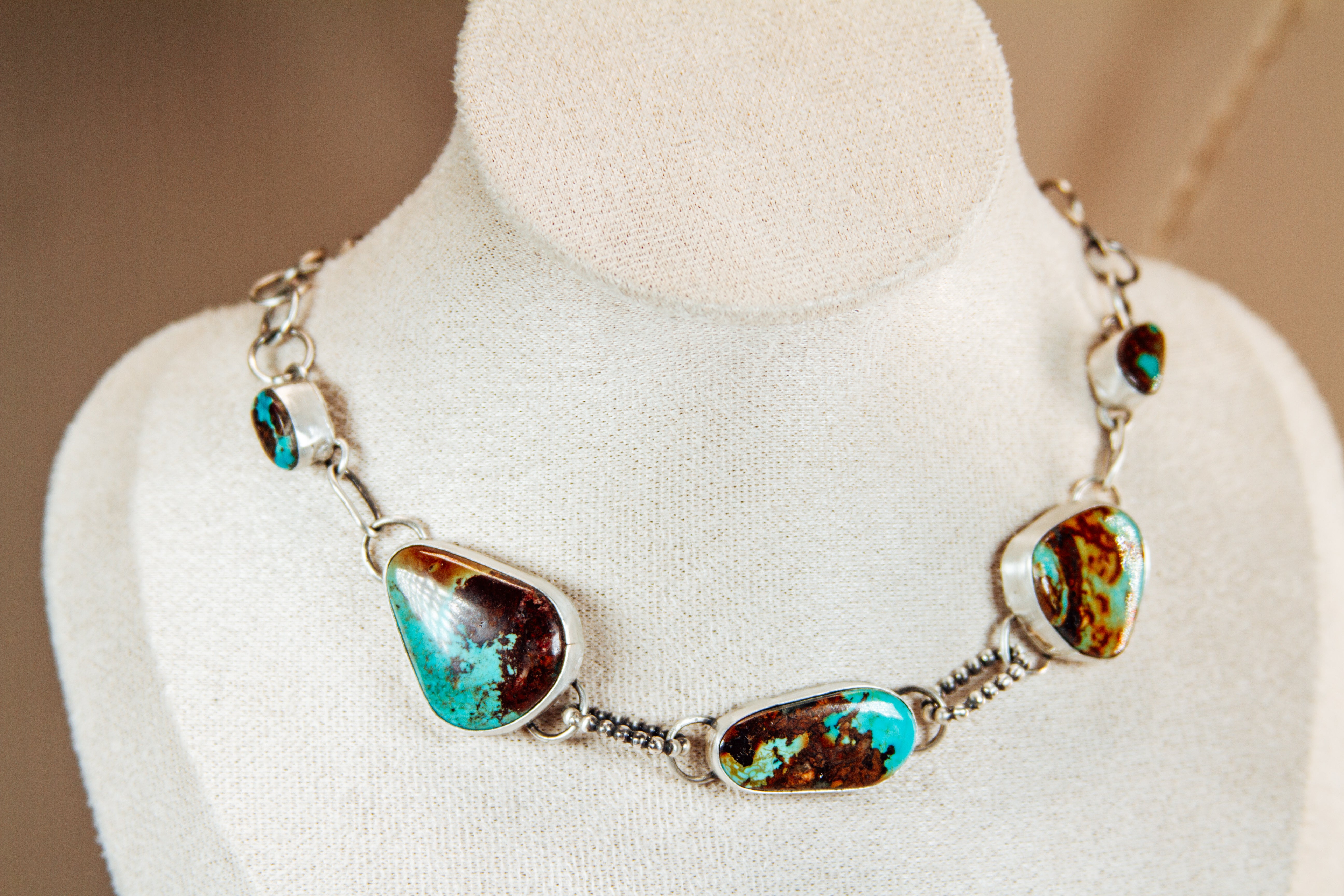 Handmade Sterling Silver Necklace | Royston Turquoise Choker Necklace | 15"