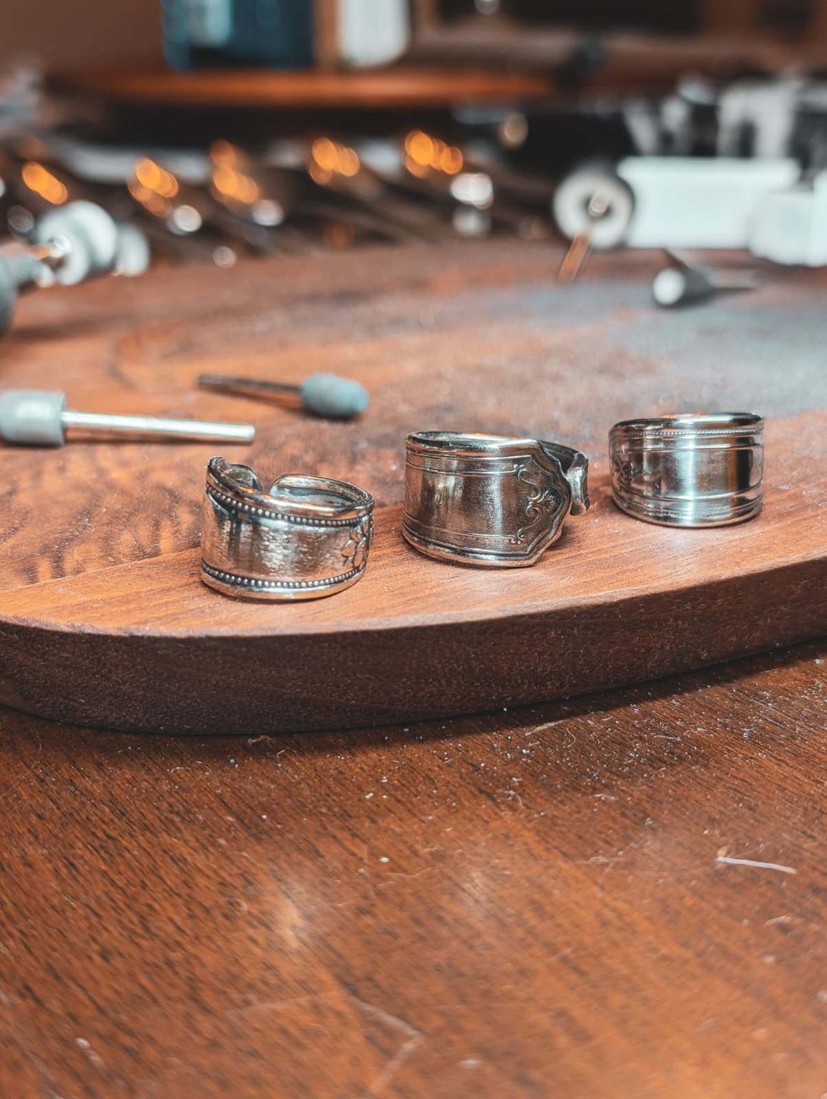 Antique Silver Spoon Ring Bands