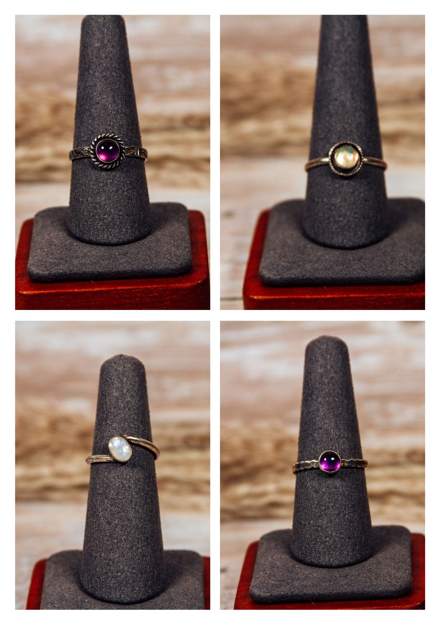 Handmade Dainty Rings, Sterling Silver Bands, Genuine Gemstones
