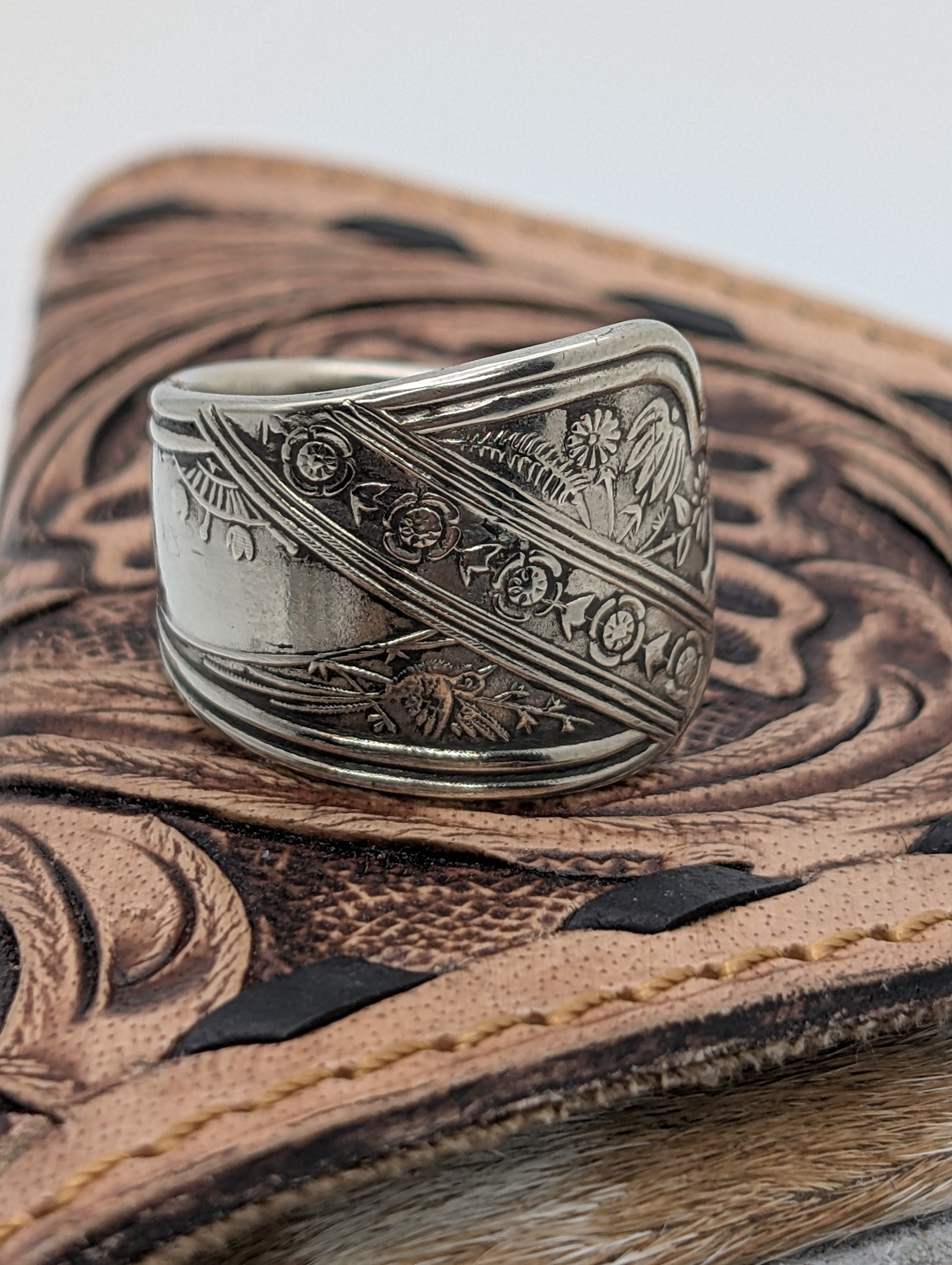 The Garden Stainless Steel Spoon Ring size 8.5