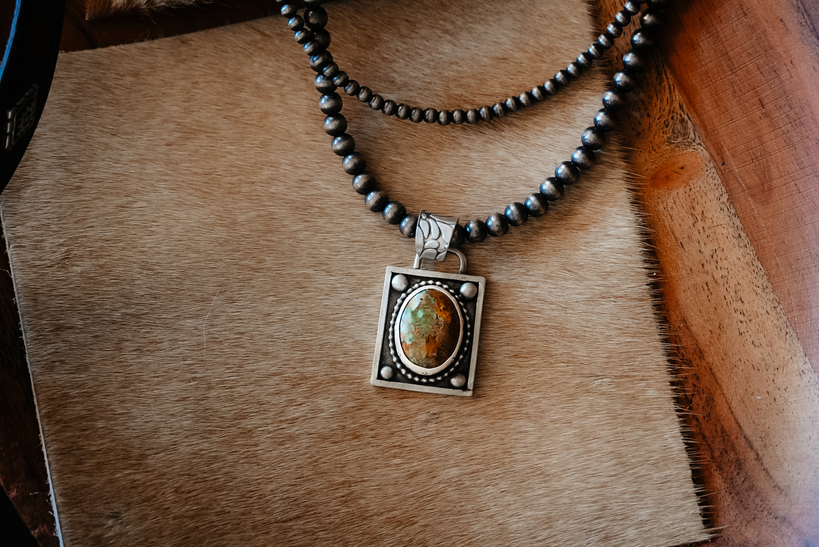 Handmade Sterling Silver Kingman Turquoise Pendant | Western Turquoise Pendant