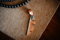 Handmade Copper Pendant with Sterling Silver Accents | Turquoise Daily Pendant