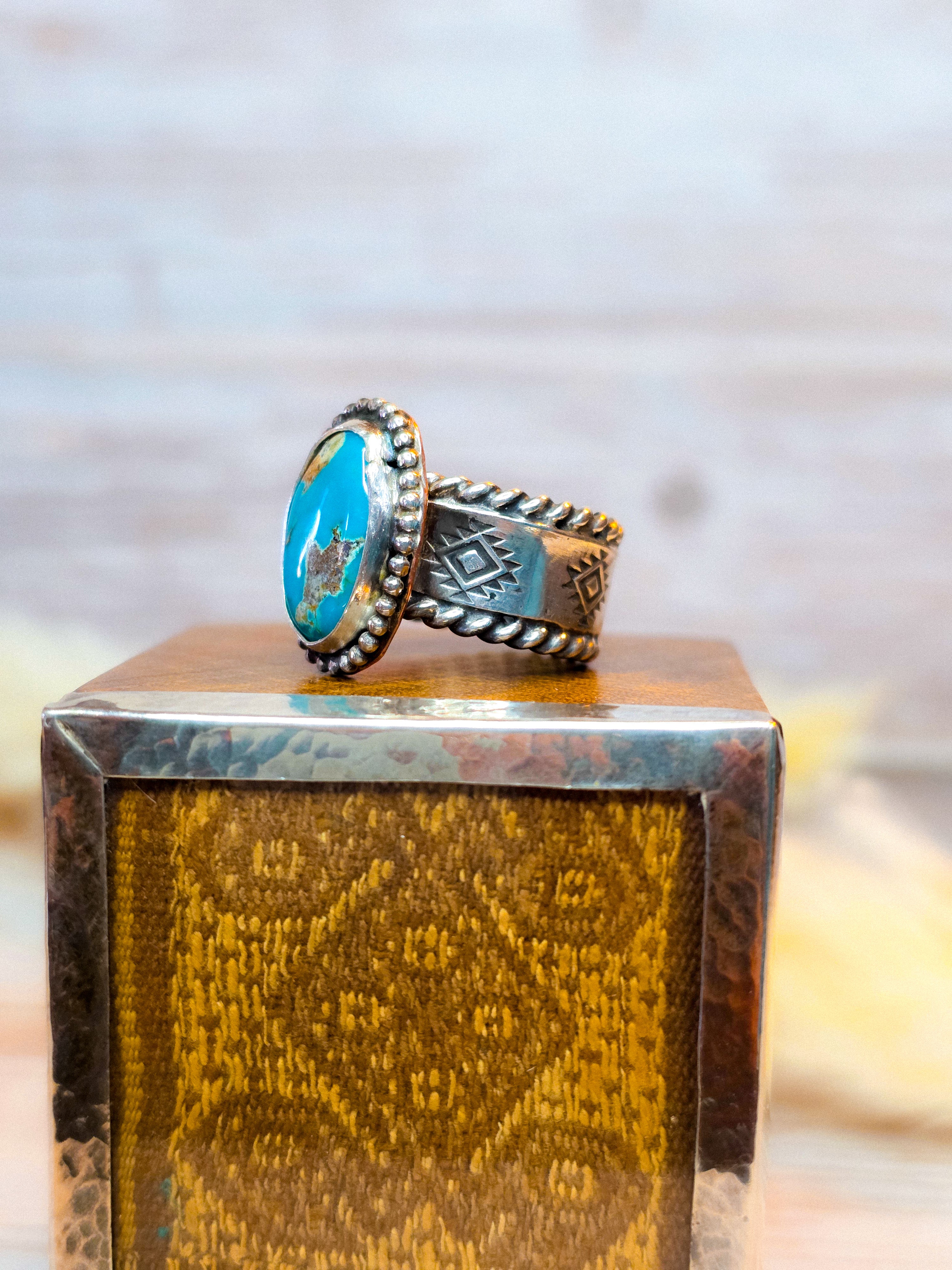 Royston Turquoise Sterling Silver with Copper Accents Ring size 6