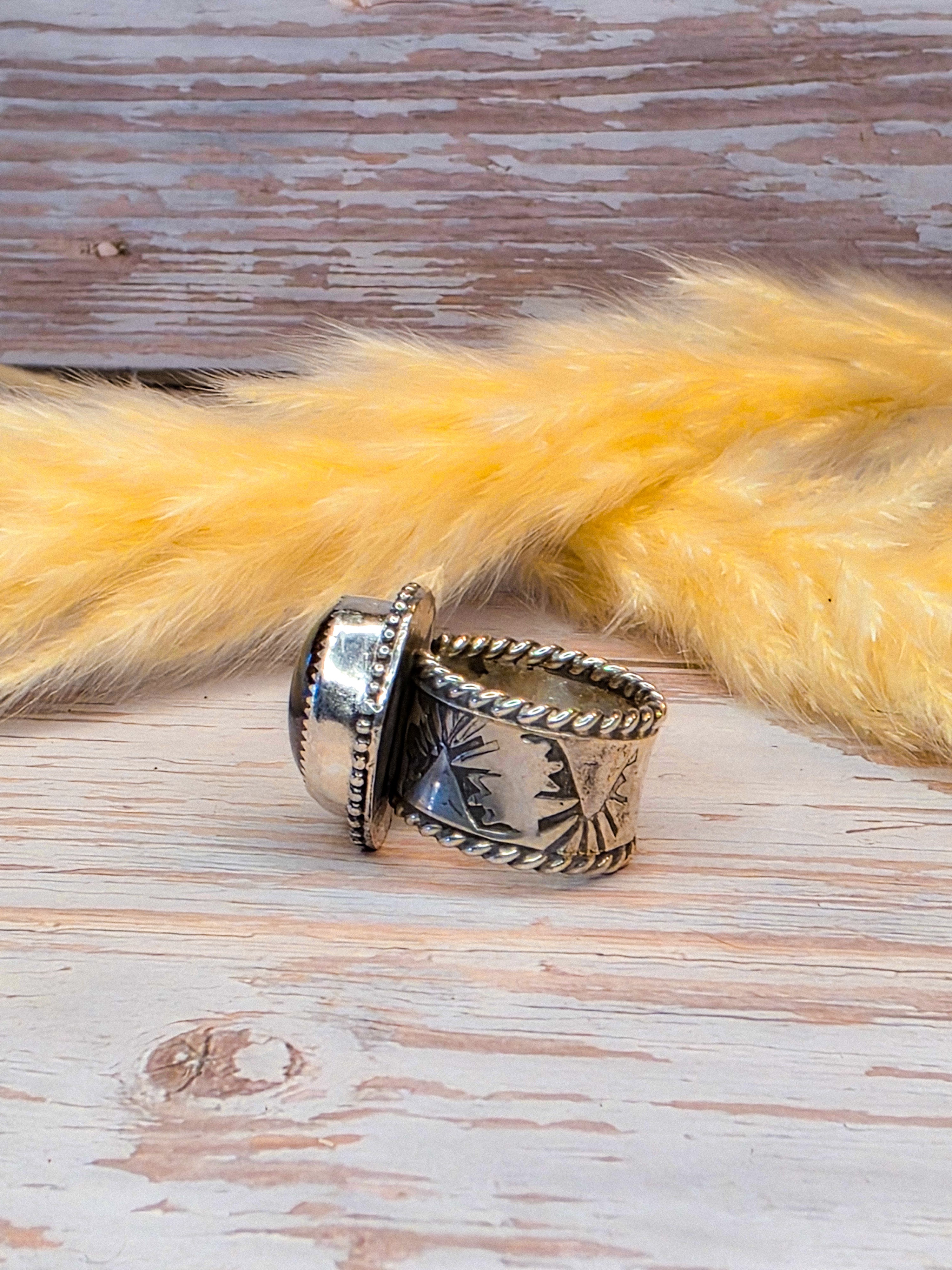 Australian Boulder Opal Sterling Silver Ring size 6.5