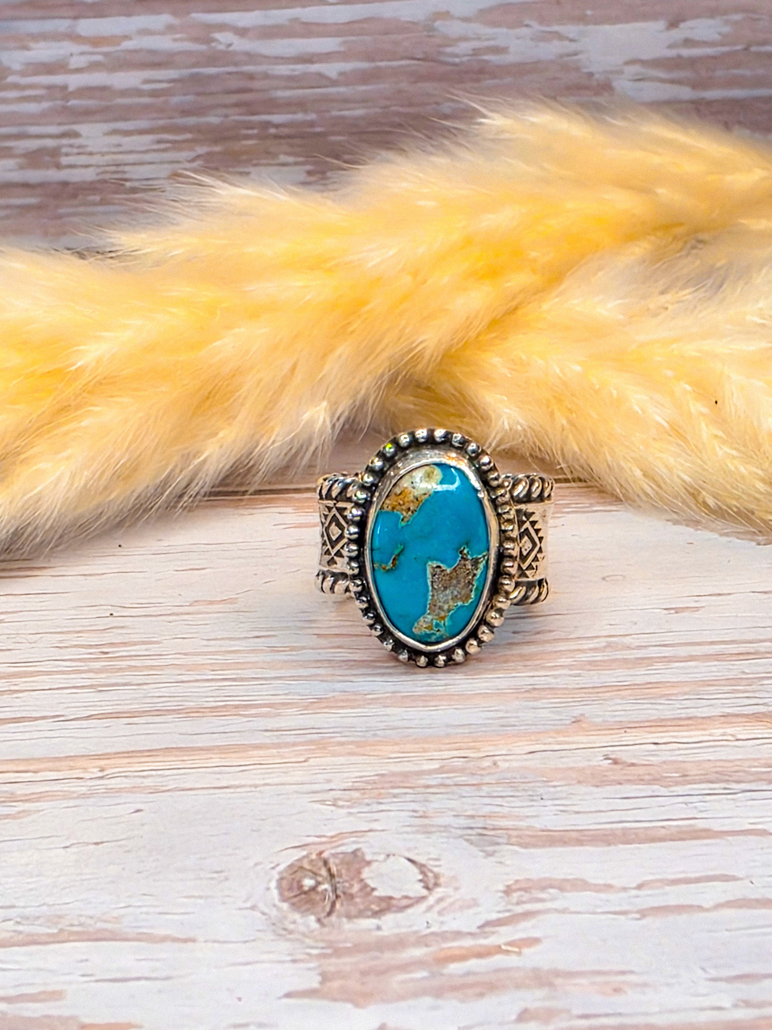 Royston Turquoise Sterling Silver with Copper Accents Ring size 6