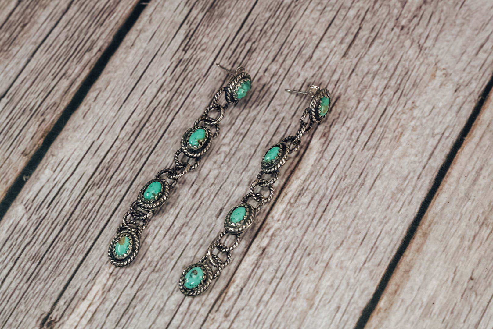 Handmade Sterling Silver Royston Turquoise Post Dangle Earrings | Jennifer’s Silver Legends Collection