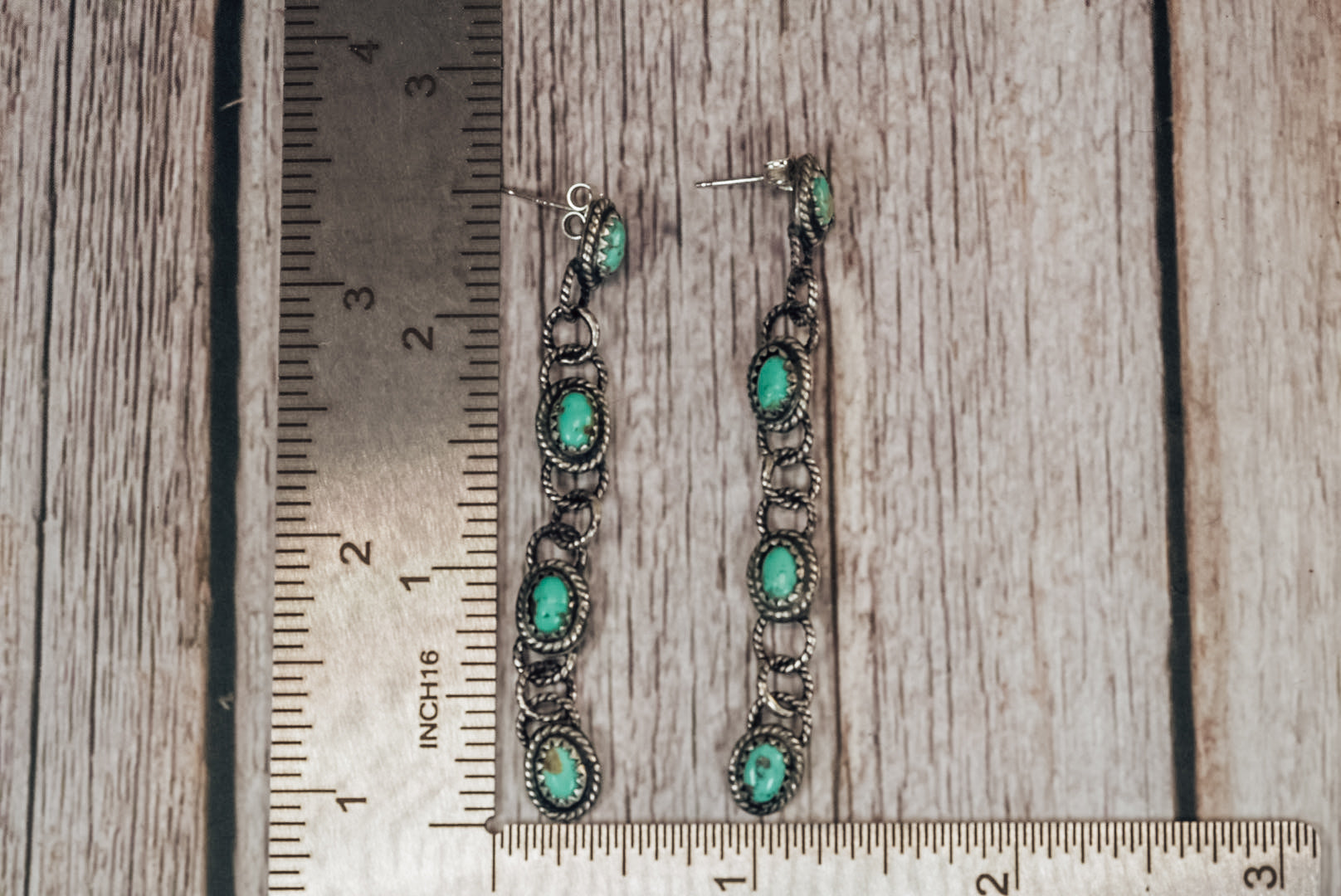 Handmade Sterling Silver Royston Turquoise Post Dangle Earrings | Jennifer’s Silver Legends Collection