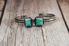 Handmade Sterling Silver Easter Blue Turquoise Double Stone Cuff | Jennifer’s Silver Legends Collection