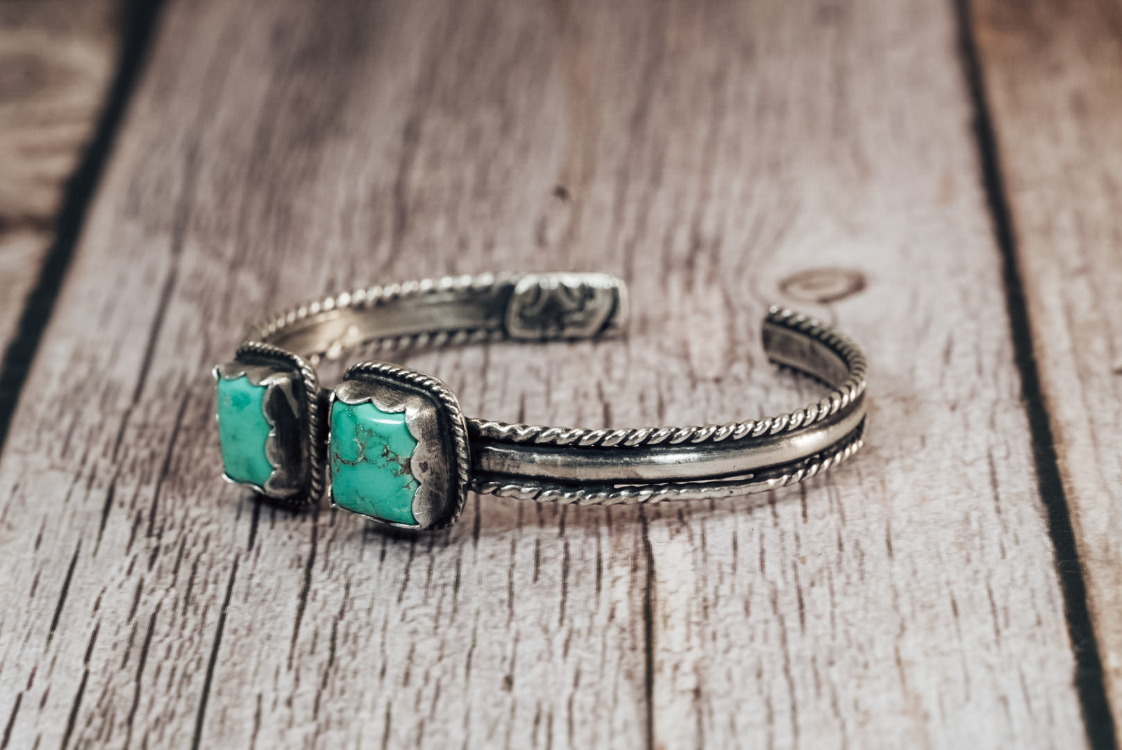 Handmade Sterling Silver Easter Blue Turquoise Double Stone Cuff | Jennifer’s Silver Legends Collection