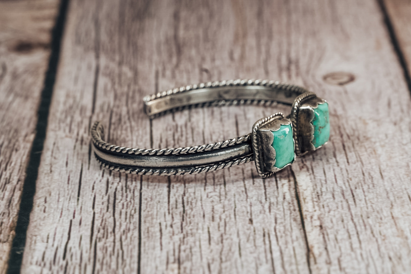 Handmade Sterling Silver Easter Blue Turquoise Double Stone Cuff | Jennifer’s Silver Legends Collection