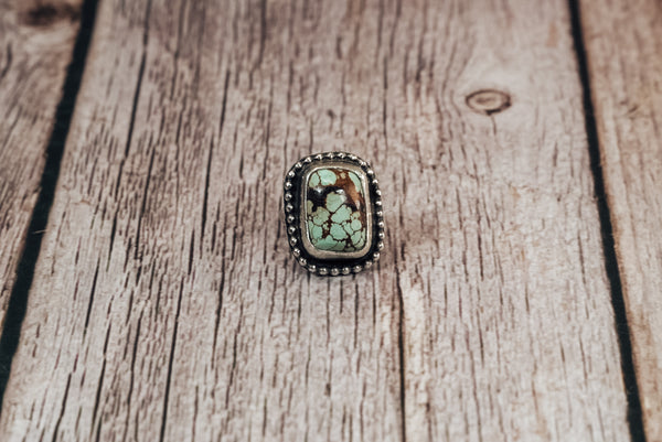 Handmade Sterling Silver #8 Turquoise Ring | Size 2.5 | Jennifer’s Silver Legends Collection