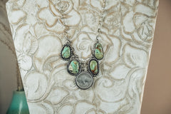 Handmade Sterling Silver Necklace | Baja Blue Turquoise Charm Necklace | 14" Chain