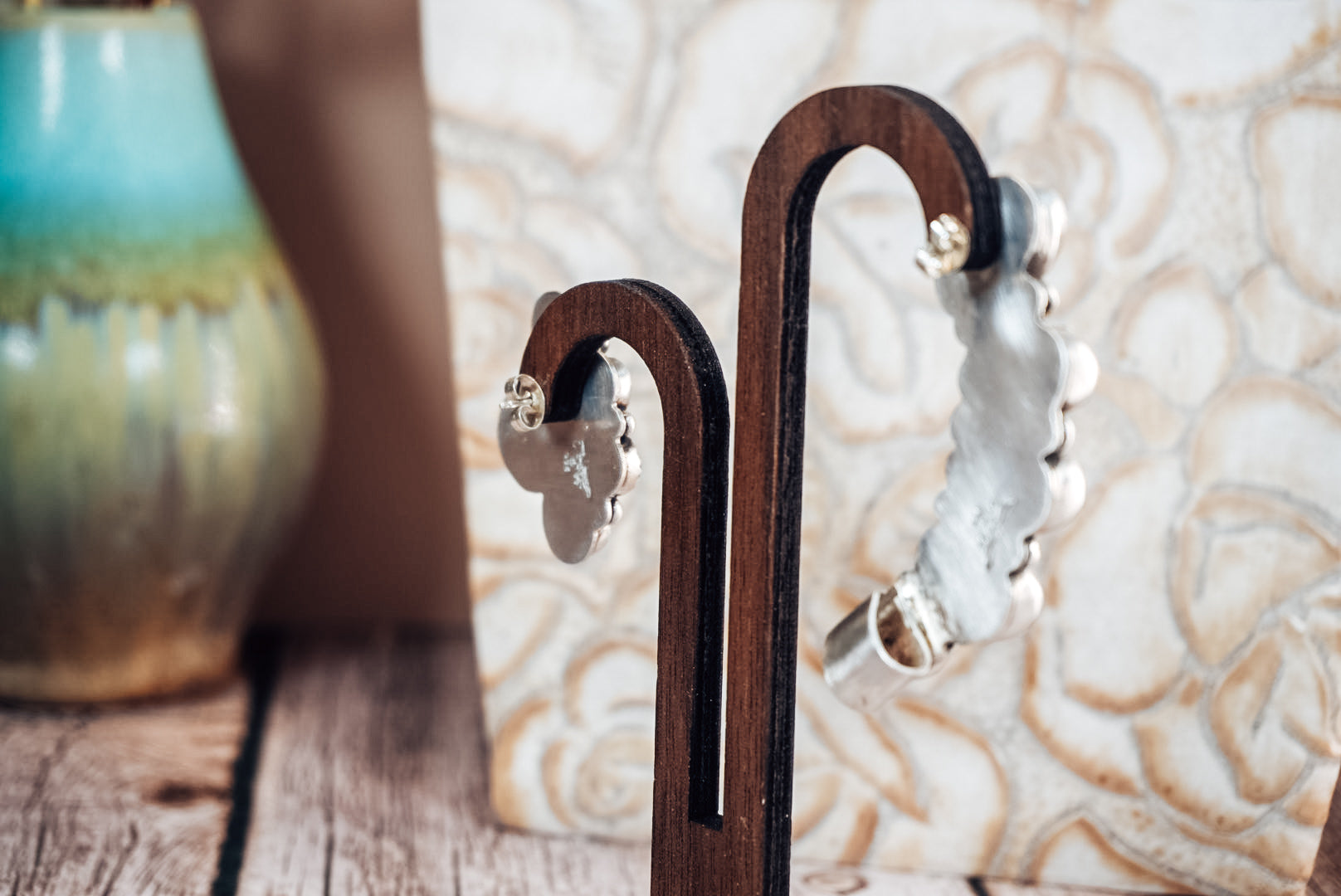 Handmade Sterling Silver Turquoise Ear Crawler & Stud Set | Variscite, Royston, Kingman & Golden Hills