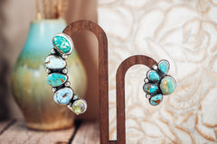 Handmade Sterling Silver Turquoise Ear Crawler & Stud Set | Variscite, Royston, Kingman & Golden Hills