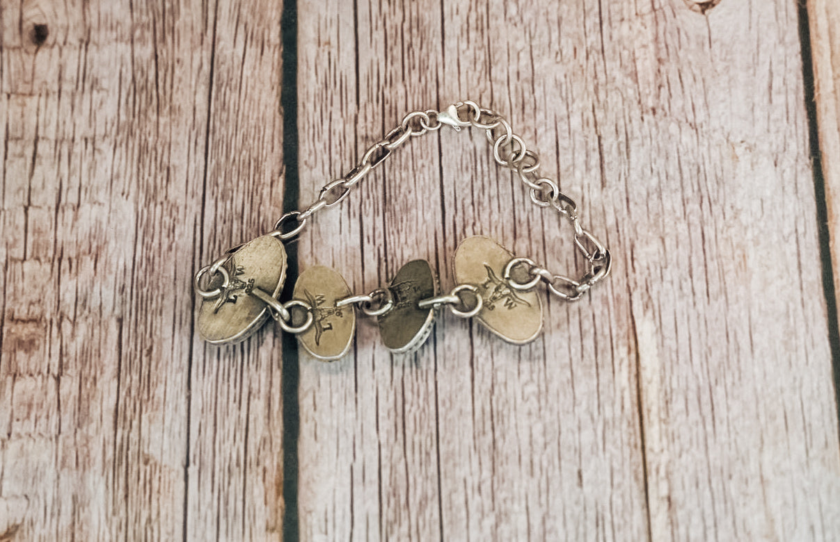 Handmade Sterling Silver Turquoise Bracelet with Royston & Kingman Turquoise | Handmade Chain | 5.75"