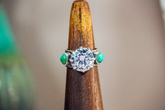 Handmade Sterling Silver Ring with CZ & Kingman Turquoise | Western Statement Ring | Size 5.75