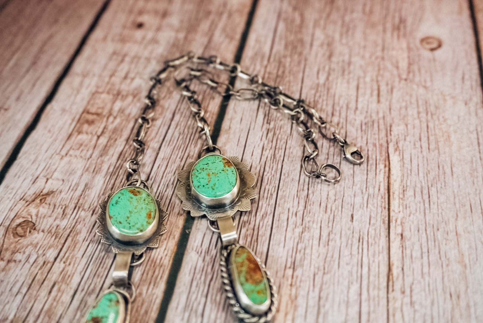 Handmade Sterling Silver Baja Turquoise Necklace | Baja Turquoise Lariat Statement Necklace | 22" Chain