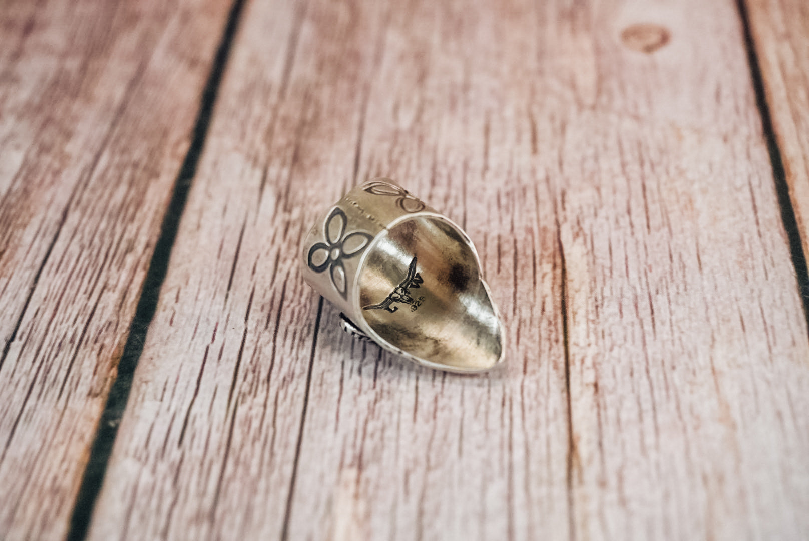 Handmade Sterling Silver Saddle Ring | Western Stamped Statement Ring | Size 6.5