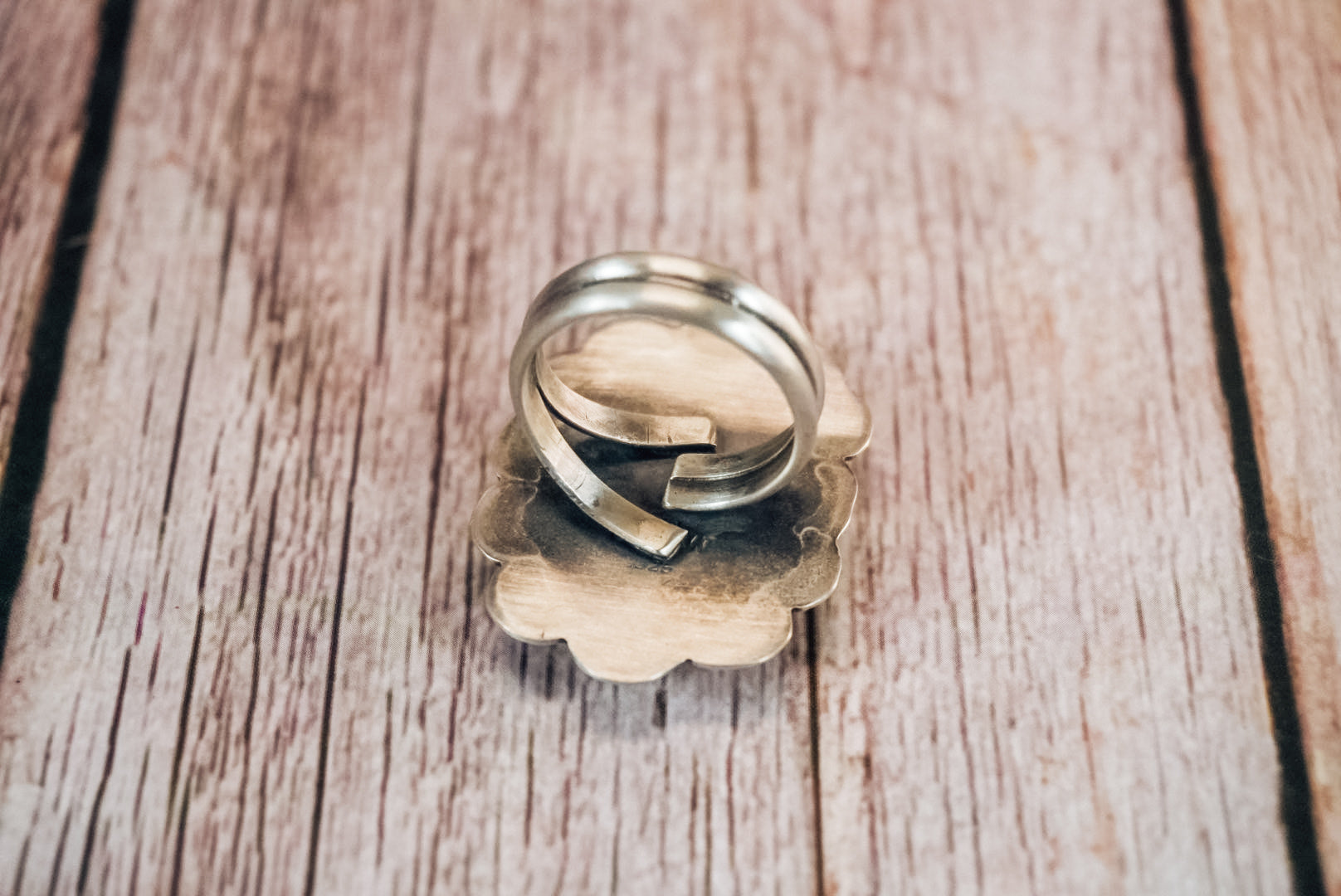 Handmade Sterling Silver Ribbon Royston Turquoise Ring | Western Stamped Statement Ring | Adjustable