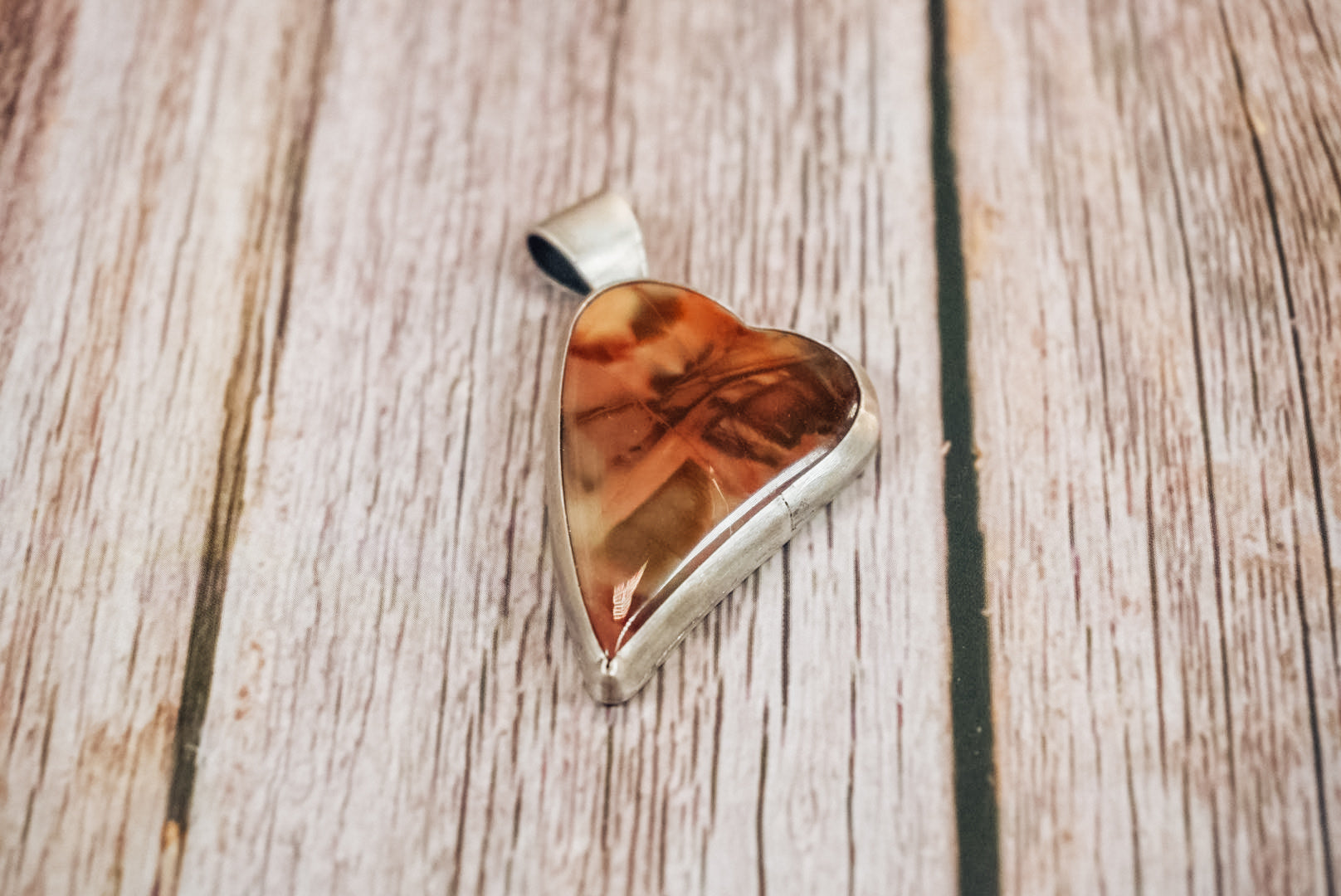 Handmade Sterling Silver Jasper Heart Pendant | Heart Pendant