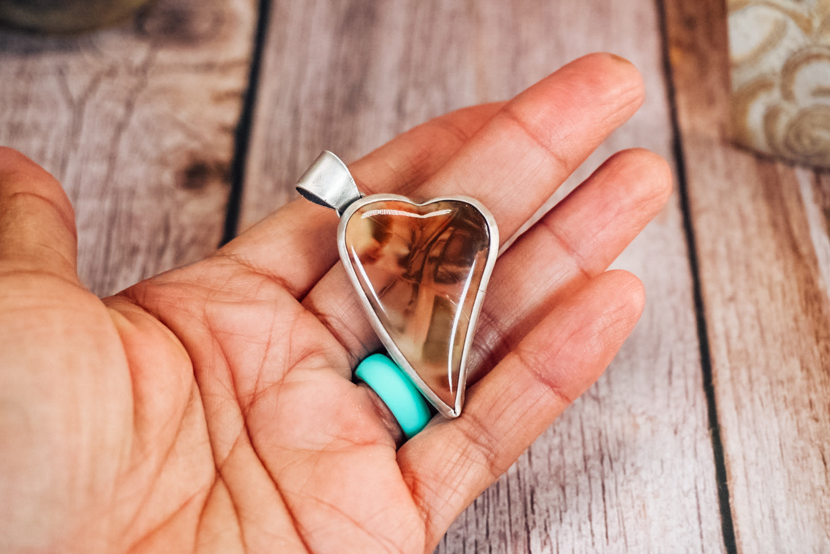 Handmade Sterling Silver Jasper Heart Pendant | Heart Pendant