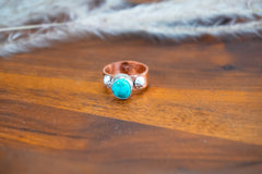 Handmade Copper Ring with Sterling Silver Accents | Kingman Turquoise Daily Ring | Size 5.5