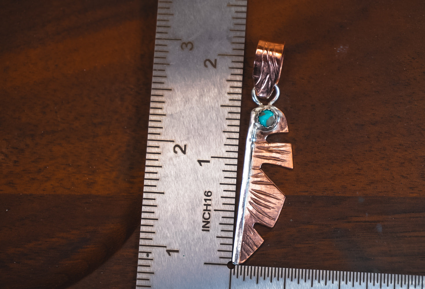 Handmade Copper Pendant with Sterling Silver Accents | Turquoise Daily Pendant