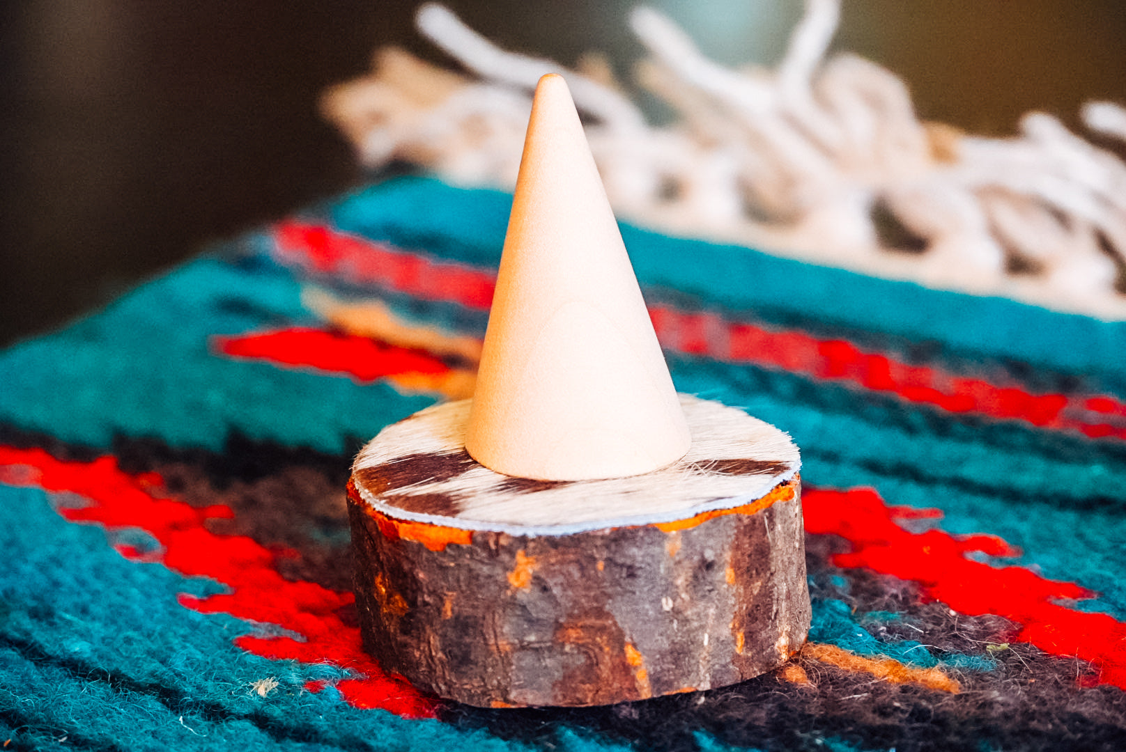 Handmade Cowhide Ring Cone Holder Set | Short & Tall Western Ring Display | The Legend Display Collection