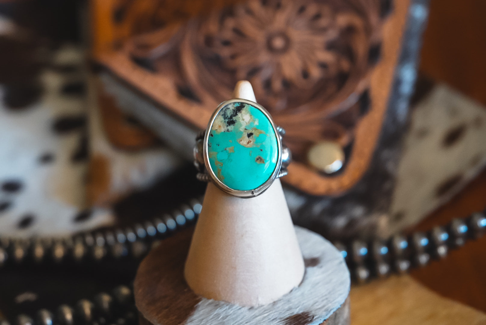Handmade Sterling Silver Baja Turquoise Ring | Western Statement Ring | Size 6.25