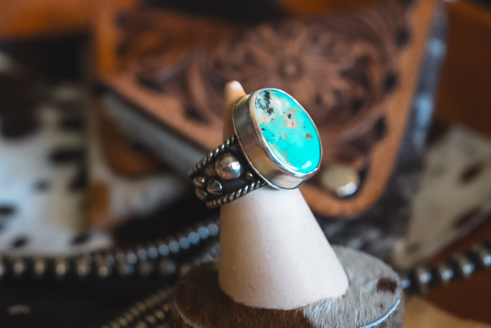 Handmade Sterling Silver Baja Turquoise Ring | Western Statement Ring | Size 6.25