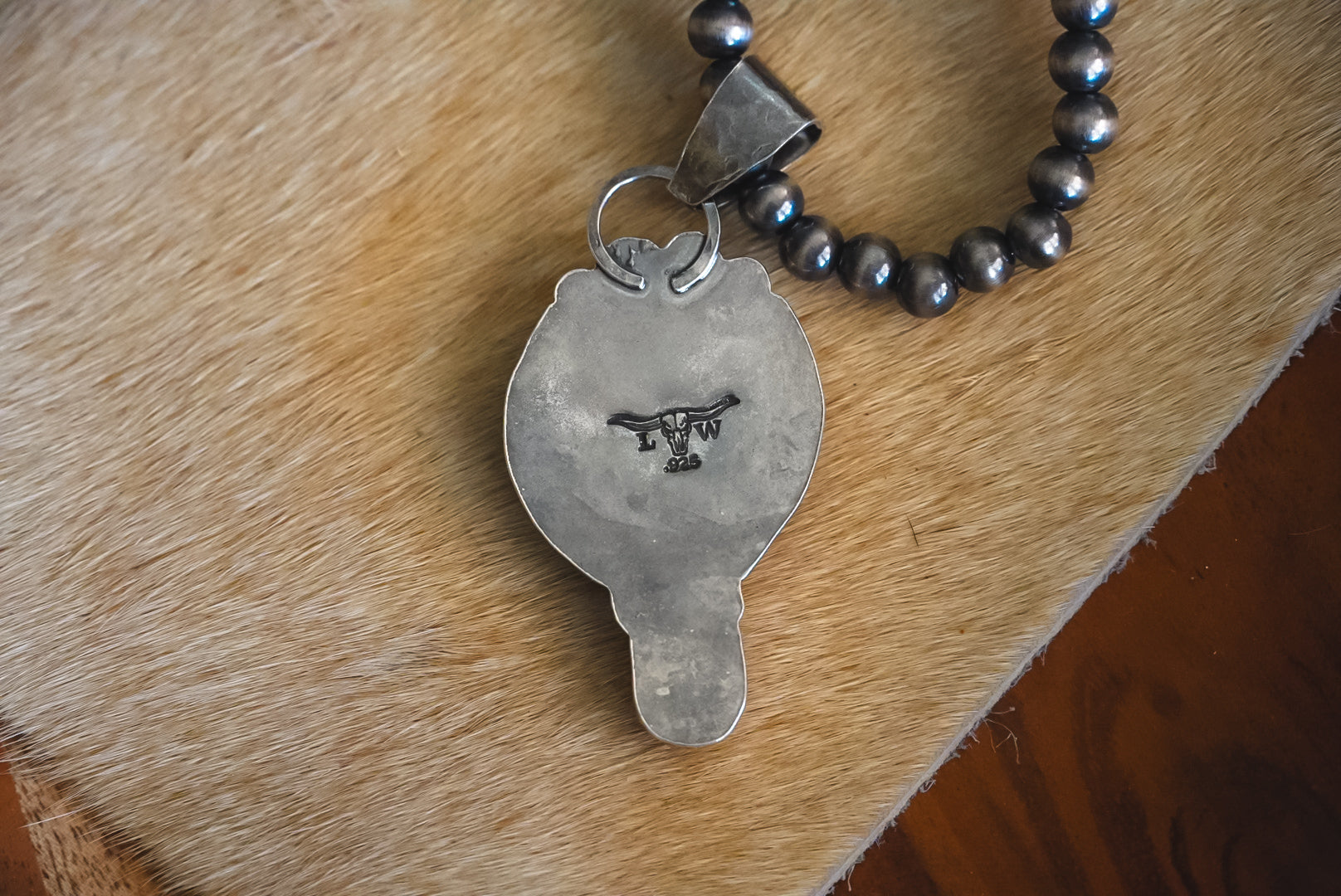 Handmade Sterling Silver White Buffalo & Royston Turquoise Pendant | Western Statement Pendant