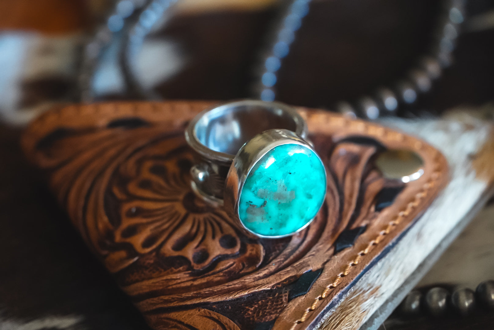 Handmade Sterling Silver Kingman Turquoise Ring | Western Wide-Band Statement Ring | Size 10