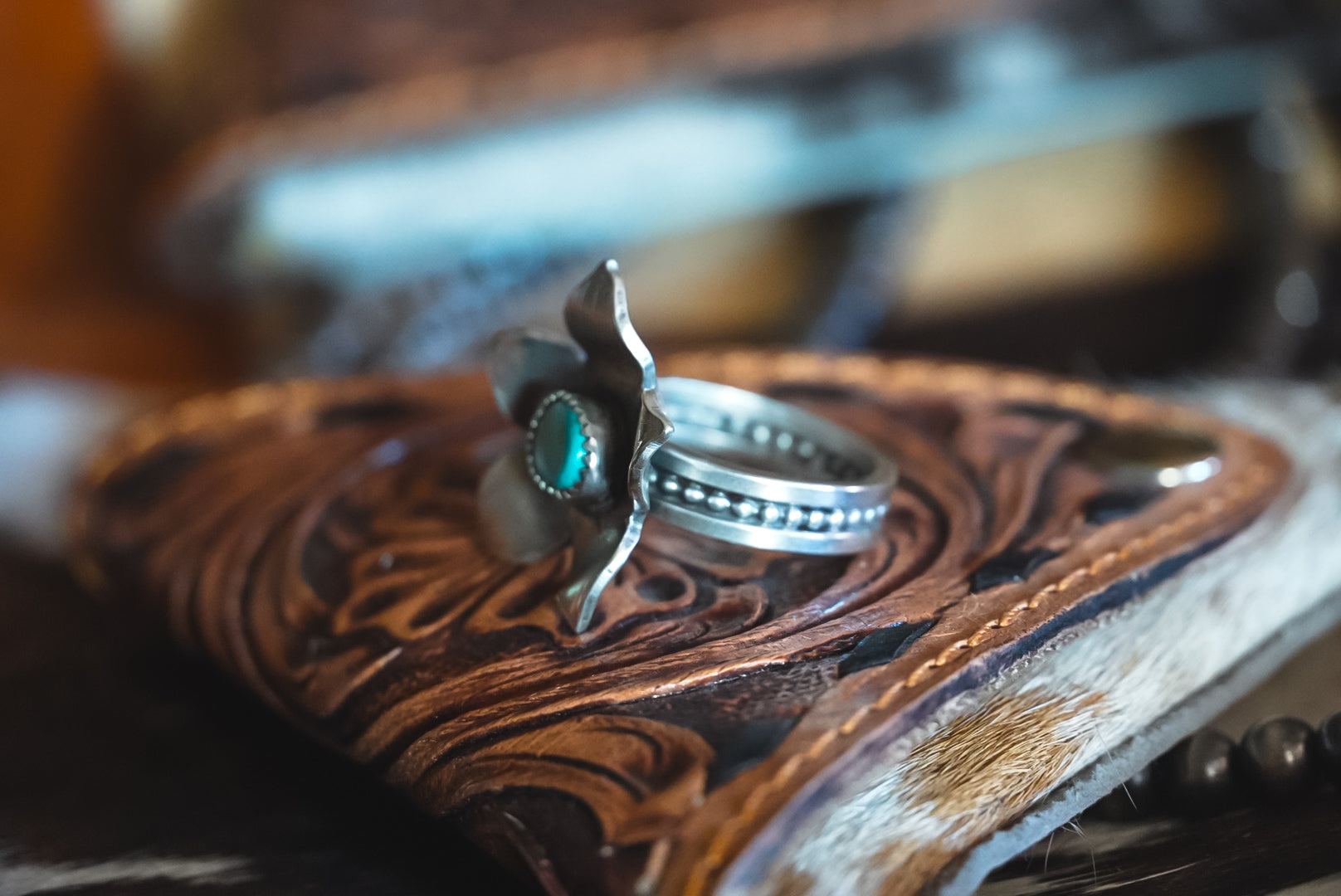 Custom Handmade Sterling Silver Sampaguita Flower Ring | Turquoise Filipino Heritage Statement Ring | Made to Order