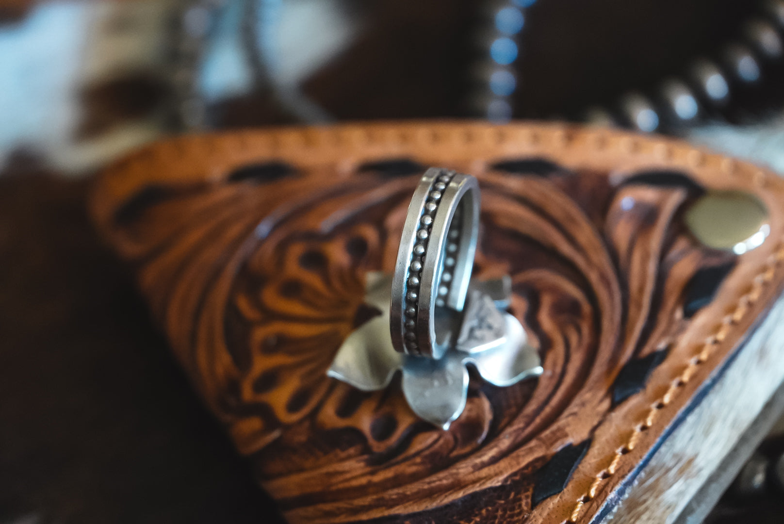 Custom Handmade Sterling Silver Sampaguita Flower Ring | Turquoise Filipino Heritage Statement Ring | Made to Order