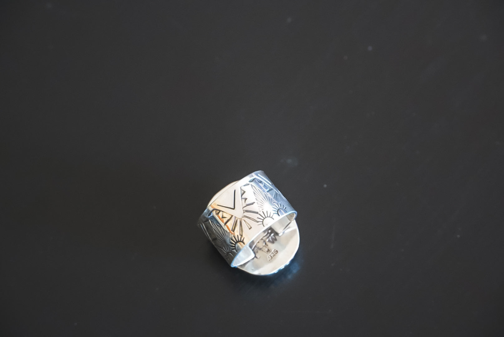 Handmade Sterling Silver Baja Turquoise Ring | Wide-Band Western Statement Ring | Size 8.5