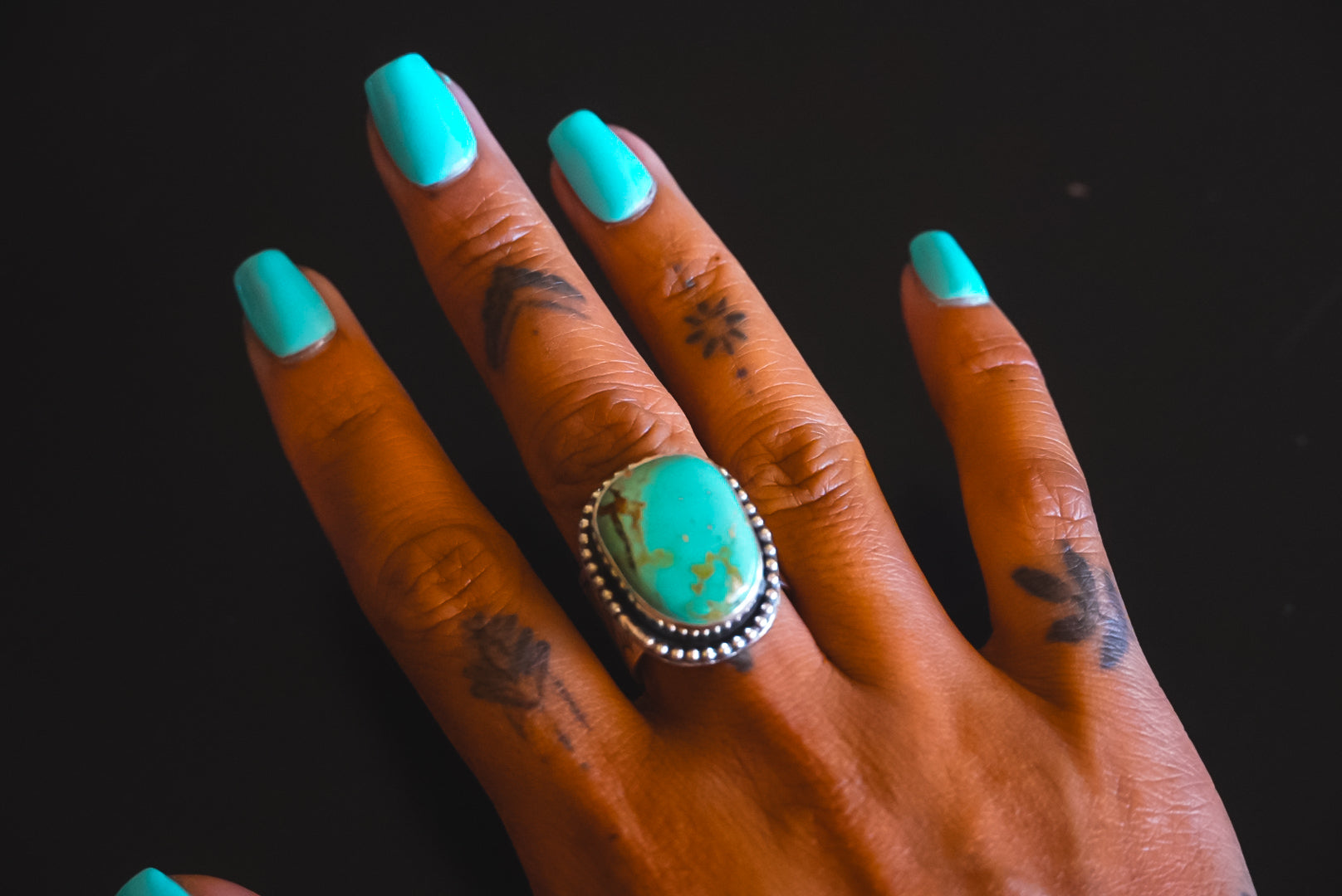 Handmade Sterling Silver Baja Turquoise Ring | Wide-Band Western Statement Ring | Size 8.5