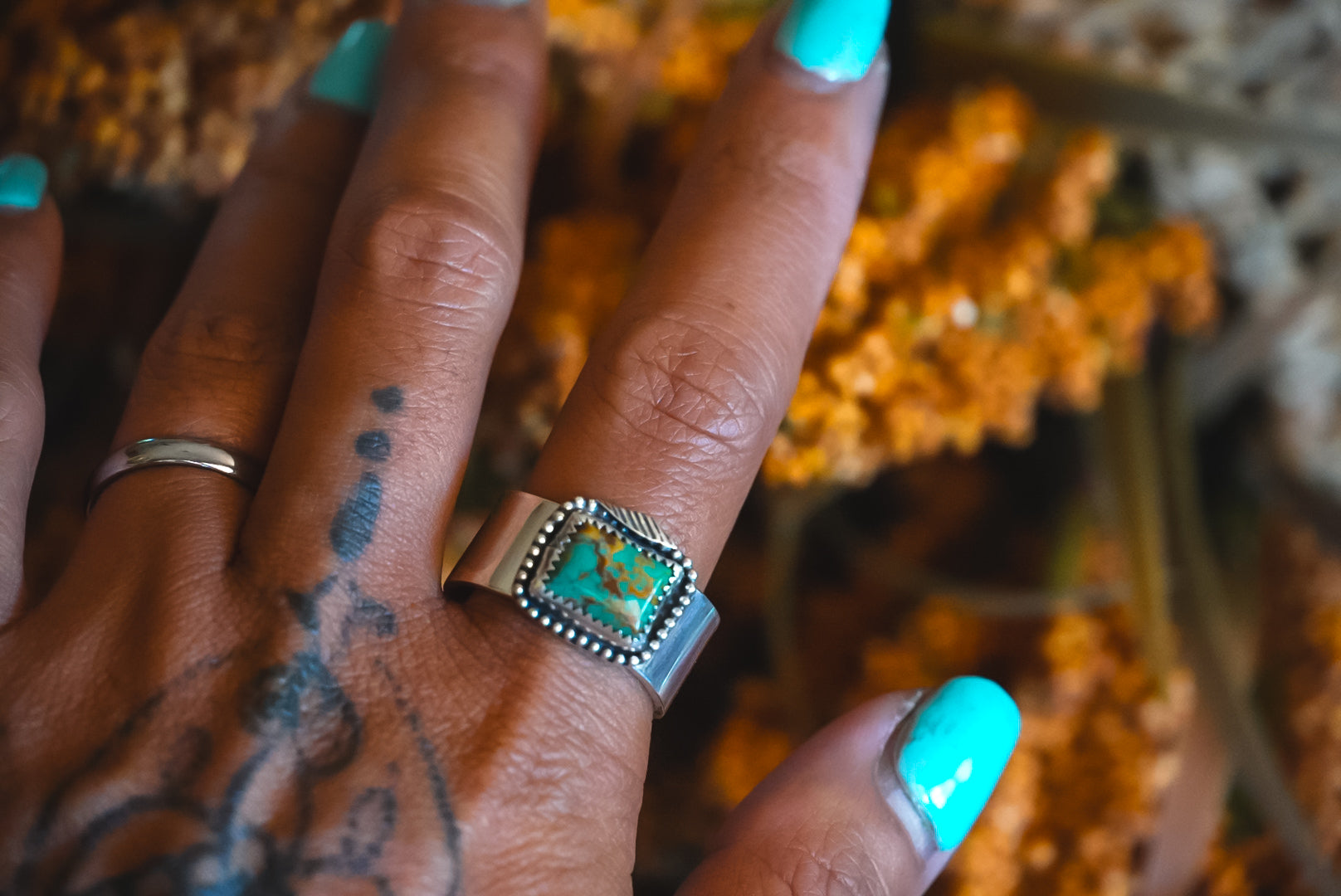 Heirloom Weight Handmade Sterling Silver Kingman Turquoise Ring | Wide-Band Western Ring | Size 10