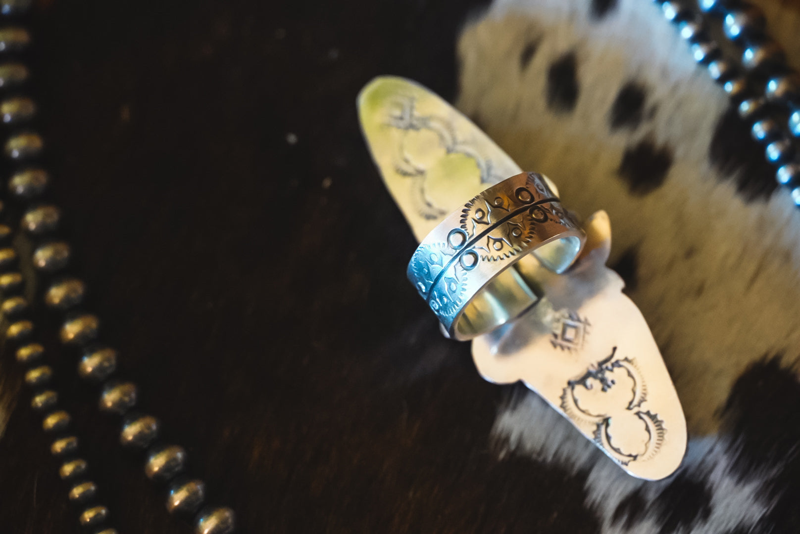 Heirloom Weight Handmade Sterling Silver Abalone Shell & Baja Turquoise Ring | Wide-Band Western Ring | Size 9